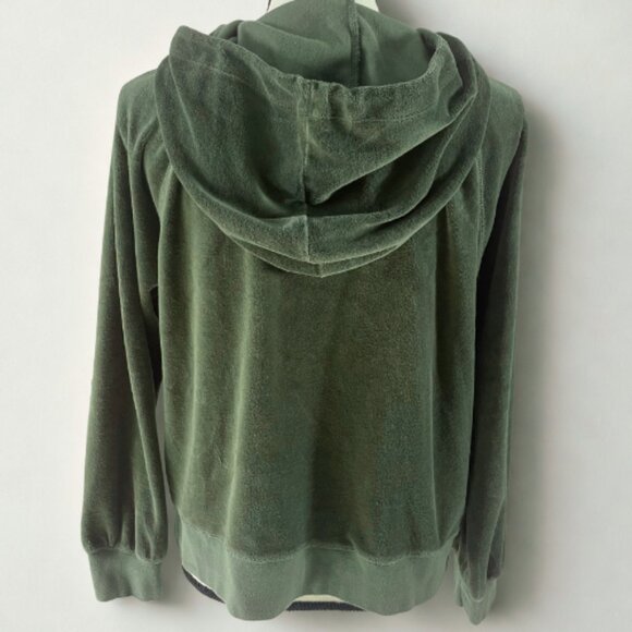 J.Crew Velour Pullover Soft Hoodie Size S -  Dark Sage Green - EUC - Picture 3 of 4